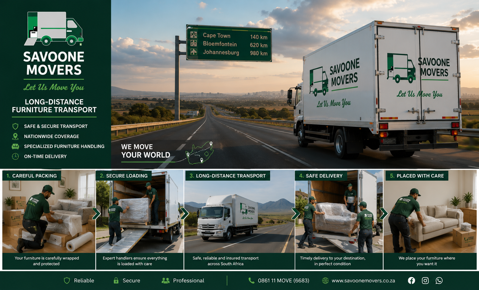Long-distance furniture transport by Savonne Movers