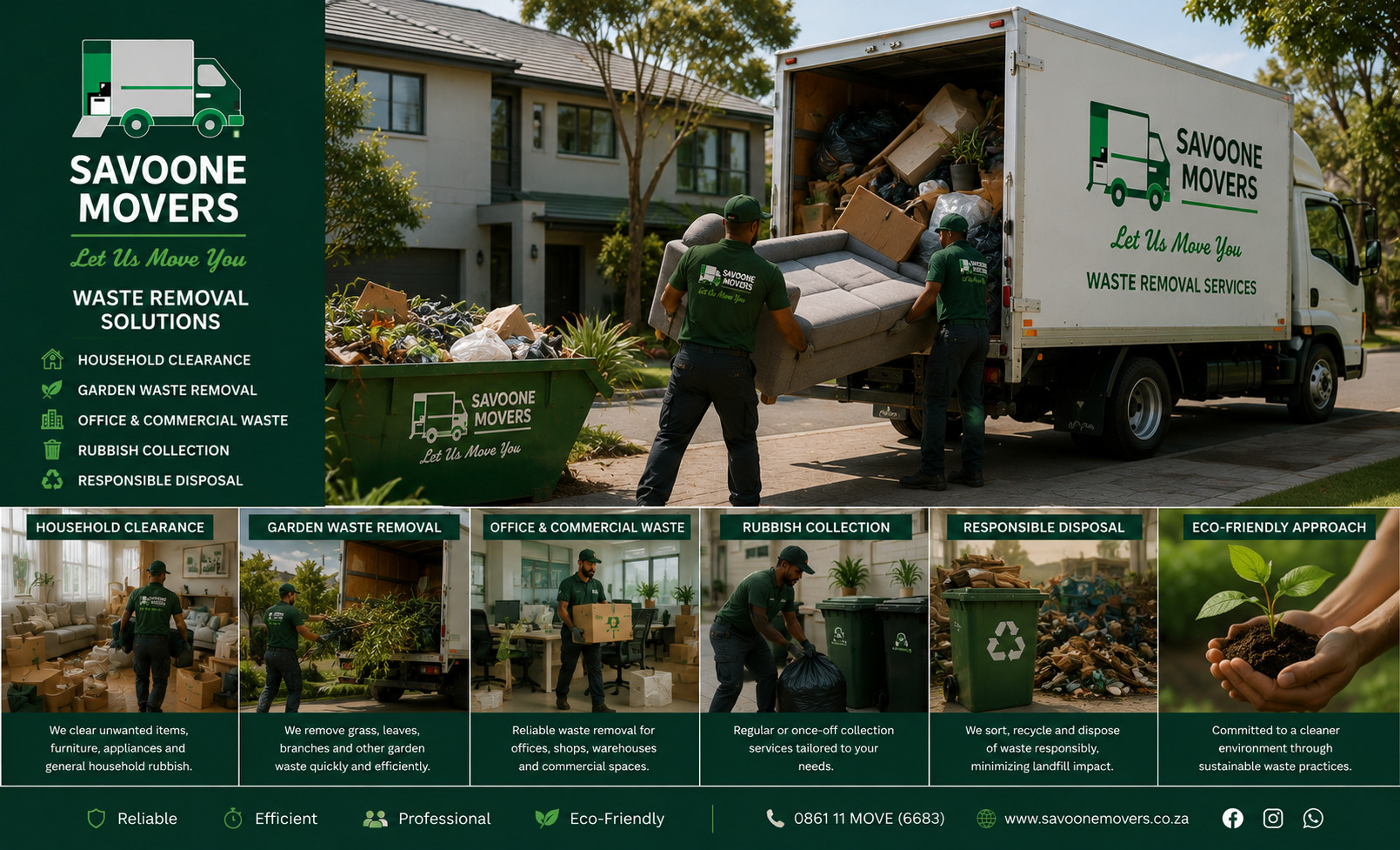 Waste and rubble removal service truck by Savonne Movers